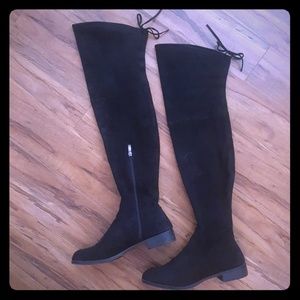 Black Suede Thigh High Boots